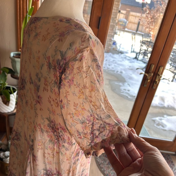 Vintage Floral Sheer Cottagecore Dress | Fairycore Romantic | Size L - Picture 4 of 14